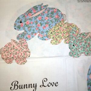 FABRIC Calico Bunny Love Fabric Panel Makrd Mother Bunny Rabbit And 3 Babies